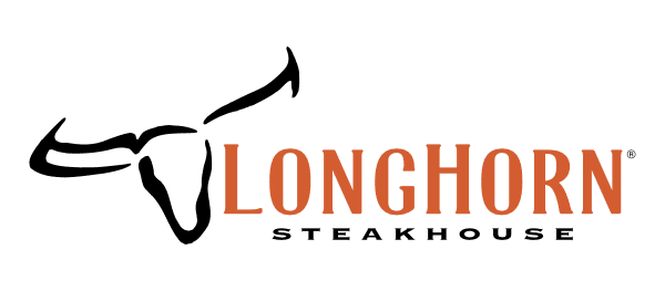 Logo of Longhorn Steakhouse with a stylized bull horn.