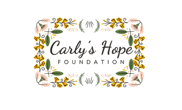 Logo of Carly's Hope Foundation with floral decorations.